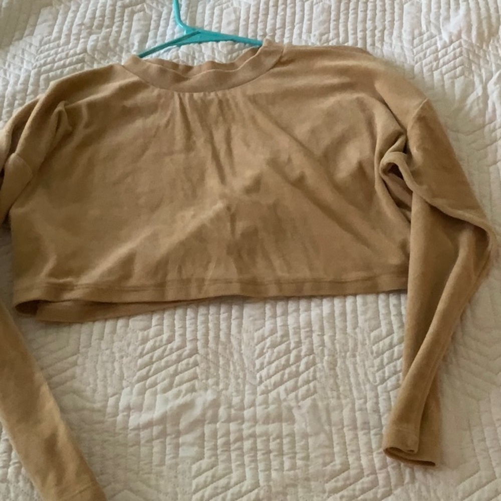 Tan Long Sleeve Crop Top